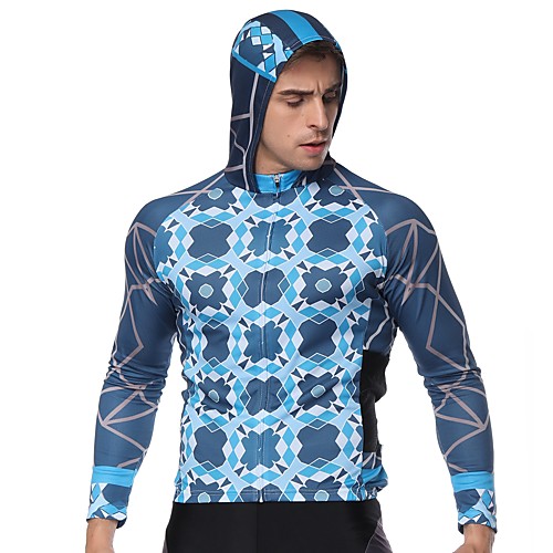 

ILPALADINO Men's Long Sleeve Cycling Jersey Winter Elastane Blue Bike Jersey Top Mountain Bike MTB Road Bike Cycling Breathable Quick Dry Ultraviolet Resistant Sports Clothing Apparel