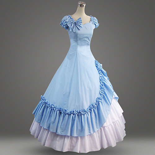 

Vintage Gothic Victorian Medieval 18th Century Dress Party Costume Masquerade Women's Costume Blue Vintage Cosplay Party Prom Short Sleeve Floor Length Plus Size Customized