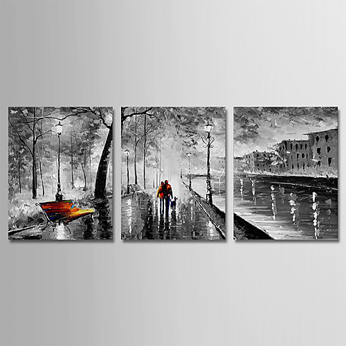 

Oil Painting Hand Painted Vertical Abstract Modern Stretched Canvas / Three Panels