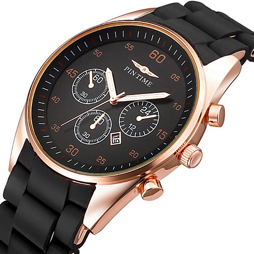 

Men's Wrist Watch Japanese Quartz Silicone Black / White / Blue Calendar / date / day Chronograph Casual Watch Analog Bangle Fashion - Black Brown Blue Two Years Battery Life