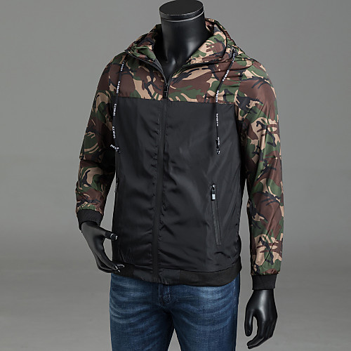 

Men's Coats & Jackets Camo / Camouflage Classic Style Active Fall Jacket Regular Daily Long Sleeve Polyester Coat Tops Red