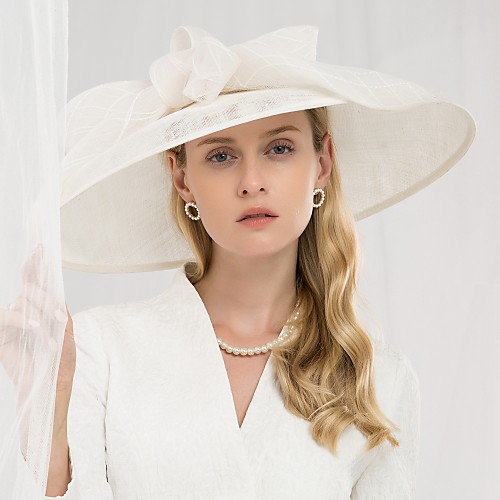 

100% Linen Kentucky Derby Hat / Hats with Bowknot 1pc Wedding / Party / Evening / Horse Race Headpiece