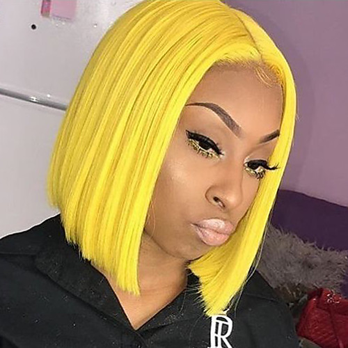 

Synthetic Lace Front Wig Straight Bob Middle Part Lace Front Wig Blonde Short Yellow Synthetic Hair 10-14 inch Women's Heat Resistant Women Middle Part Blonde / Glueless