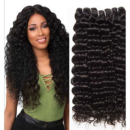 

3 Bundles Deep Curly Human Hair Unprocessed Human Hair 300 g Natural Color Hair Weaves / Hair Bulk Extension Bundle Hair 8-28 inch Natural Color Human Hair Weaves Extender Silky Best Quality Human