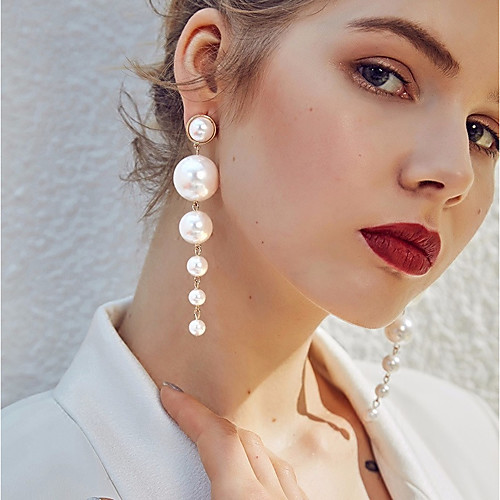 

Women's White Freshwater Pearl Drop Earrings Hanging Earrings Beads Ladies Stylish Elegant everyday Pearl Earrings Jewelry White / Pearl Earrings For Wedding Birthday Evening Party Masquerade