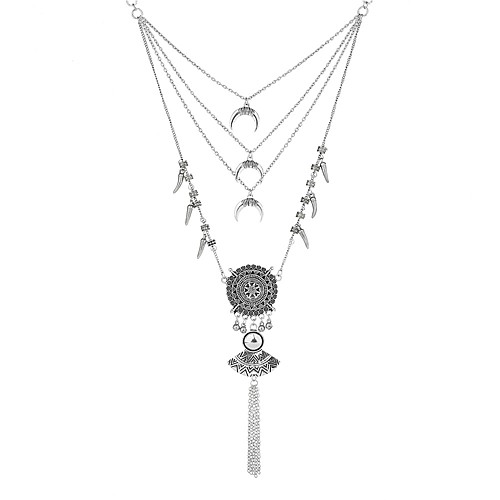 

Women's Statement Necklace Long Crescent Moon Ladies Unique Design Romantic Boho Alloy Gold Silver 82 cm Necklace Jewelry 1pc For Night out&Special occasion Masquerade