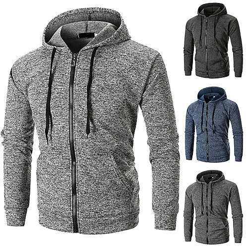 

Men's Zipper Track Jacket Classic Running Fitness Gym Workout Hoodie Top Long Sleeve Activewear Windproof Stretchy Slim