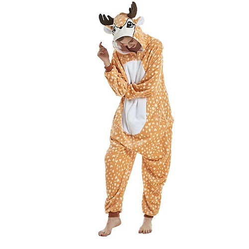 

Adults' Kigurumi Pajamas Giraffe Onesie Pajamas Flannel Fabric Orange Cosplay For Men and Women Animal Sleepwear Cartoon Festival / Holiday Costumes