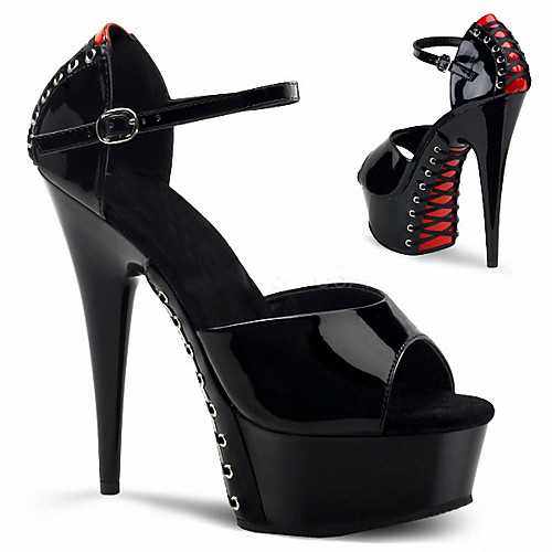 

Women's Heels Sexy Shoes Platform Sandal Spring / Summer Stiletto Heel / Platform Peep Toe Sexy Casual Dress Party & Evening Buckle Solid Colored Patent Leather Walking Shoes Black / Purple / Red