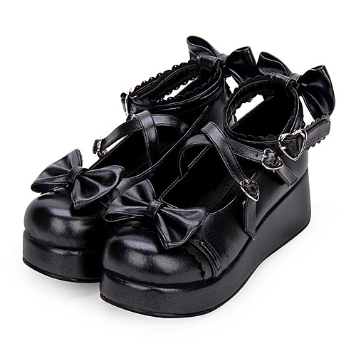 

Women's Lolita Shoes Sweet Lolita Princess Lolita Wedge Heel Shoes 5 cm Black White Pink PU Leather / Polyurethane Leather Halloween Costumes