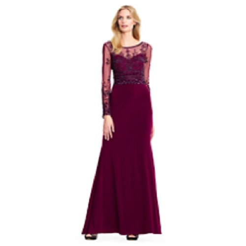 

Mermaid / Trumpet Mother of the Bride Dress Sparkle & Shine Bateau Neck Floor Length Chiffon Lace Long Sleeve with Lace 2021