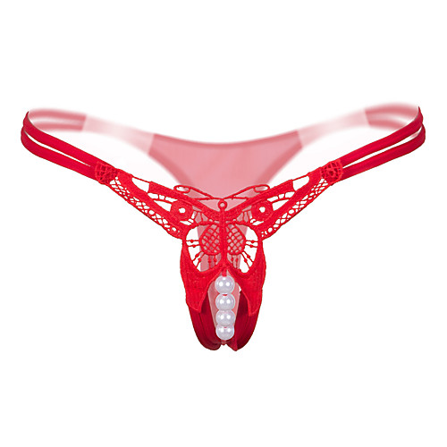 

Women's Lace / Basic G-strings & Thongs Panties - Normal Low Waist Wine Blushing Pink Red One-Size