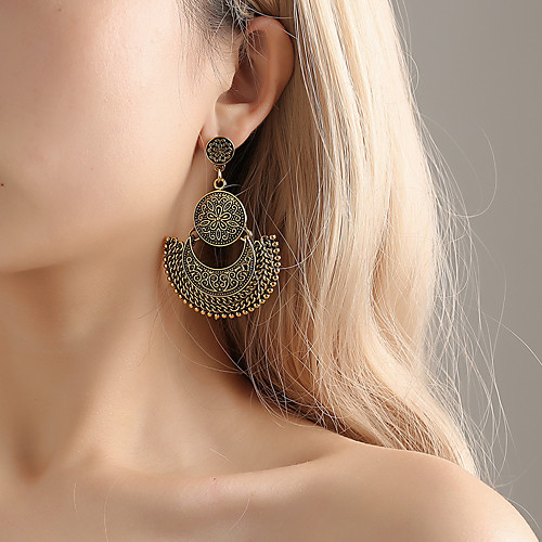 

Women's Drop Earrings fan earrings Hanging Earrings Sculpture Flower Shape Ladies Vintage Ethnic Boho Earrings Jewelry Gold / Silver For Party Ceremony 1 Pair