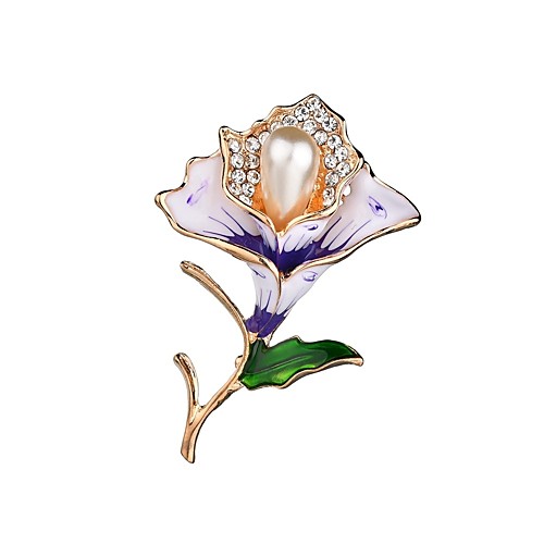 

Women's Brooches Classic Flower Ladies Unique Design Brooch Jewelry Purple Red For Evening Party Work