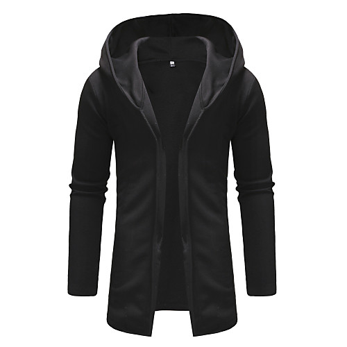 

Men's Hoodie Solid Colored Hooded Basic Long Sleeve Long, Black Light gray Dark Gray M L XL XXL / Winter