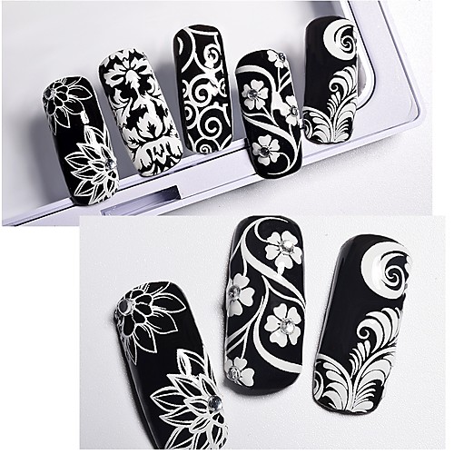 

1 pcs 3D Interface Eco-friendly Material Decals For Finger Nail White Series nail art Manicure Pedicure Daily / Festival Stylish / French