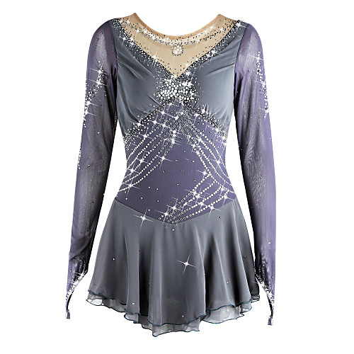 

Figure Skating Dress Women's Girls' Ice Skating Dress Light Yellow Yan pink sky blue Spandex High Elasticity Competition Skating Wear Handmade Long Sleeve Ice Skating Figure Skating