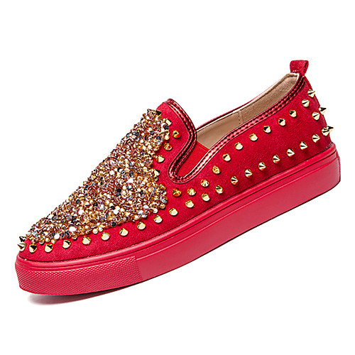 

Men's Loafers & Slip-Ons Comfort Shoes Casual Daily PU Breathable Black Red Fall / Sparkling Glitter / Rivet