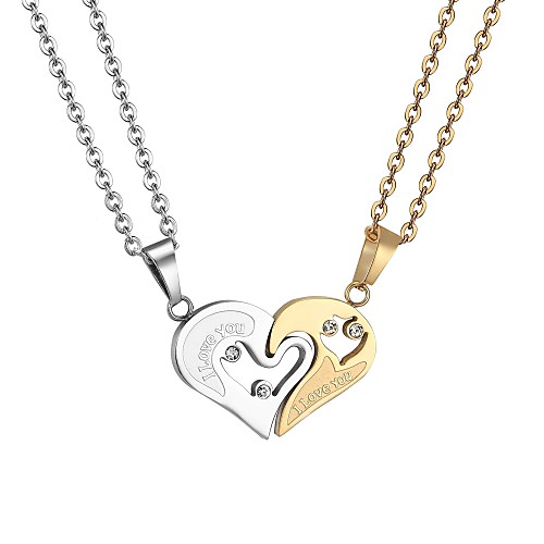 

Women's Pendant Necklace Cut Out Broken Heart Heart life Tree Best Friends Friendship yin yang Ladies Romantic Fashion Stainless Steel Black Gold 55 cm Necklace Jewelry 1 set For Gift Daily