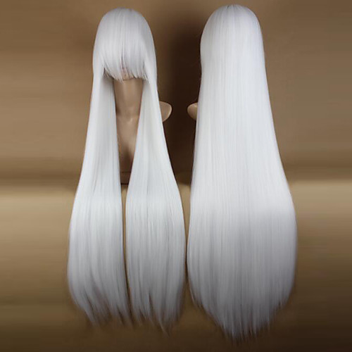 

halloweencostumes Cosplay Costume Wig Synthetic Wig Cosplay Wig Straight Kardashian Straight With Bangs Wig Very Long White Synthetic Hair 34 inch Women's Party Side Part White