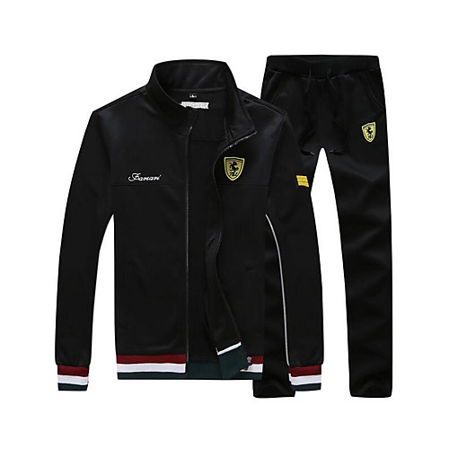 

Men's Activewear Set Solid Colored Stand Collar Daily Streetwear Hoodies Sweatshirts Long Sleeve White Black Navy Blue / Spring / Summer