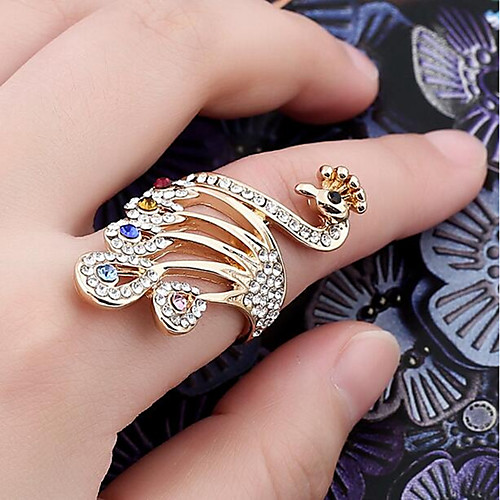 

Women's Ring 1pc Gold Rhinestone Alloy Ladies Stylish Classic Daily Jewelry Hollow Out Peacock