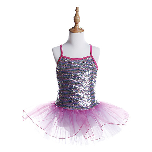 

Ballet Dress Wave-like Paillette Girls' Training Performance Sleeveless Tulle Sequined Spandex