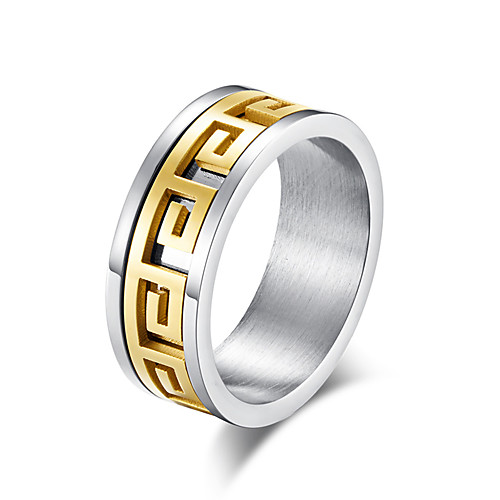 

Men's Band Ring Ring Groove Rings 1pc Black Gold Steel Stainless Stylish Basic Trendy Daily Street Jewelry Classic Two tone Cool