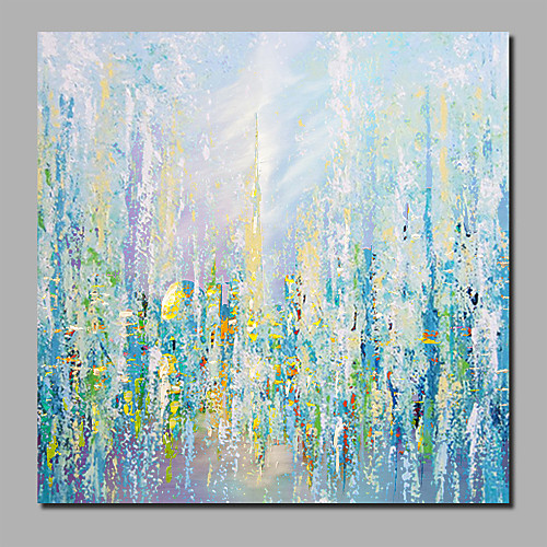 

Oil Painting Hand Painted Square Abstract Floral / Botanical Comtemporary Modern Stretched Canvas