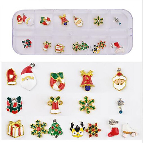 

16 pcs Best Quality Eco-friendly Material Nail Jewelry For Christmas Snowflake nail art Manicure Pedicure Daily Stylish / Trendy