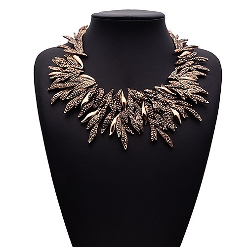 

Women's Necklace Stack Leaf Ladies Hyperbole Ethnic Rhinestone Alloy Gold Silver 50 cm Necklace Jewelry 1pc For Daily