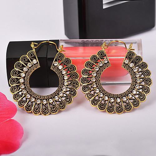

Women's Cubic Zirconia Drop Earrings Hollow Out Ladies Vintage Boho Rhinestone Earrings Jewelry Gold / Black / Silver For Party / Evening Ceremony 1 Pair