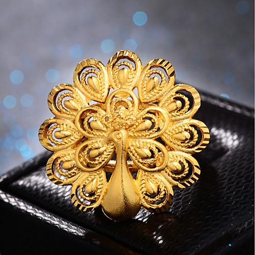 

Women's Ring Adjustable Ring 1pc Gold Gold Plated Ladies Luxury Hyperbole Wedding Gift Jewelry Classic Peacock Cute