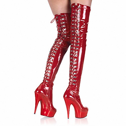 

Women's Boots Over-The-Knee Boots Stiletto Heel Round Toe PU Over The Knee Boots British Fall & Winter Black / White / Red / Party & Evening