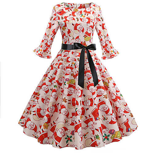 

Santa Claus Christmas Dress Women's Adults' Leisure Christmas Christmas Polyester Dress