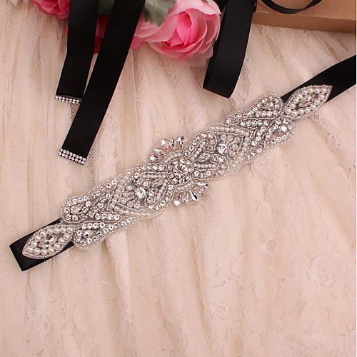 

Satin / Tulle Wedding / Special Occasion Sash With Faux Pearl / Crystals / Rhinestones Women's Sashes