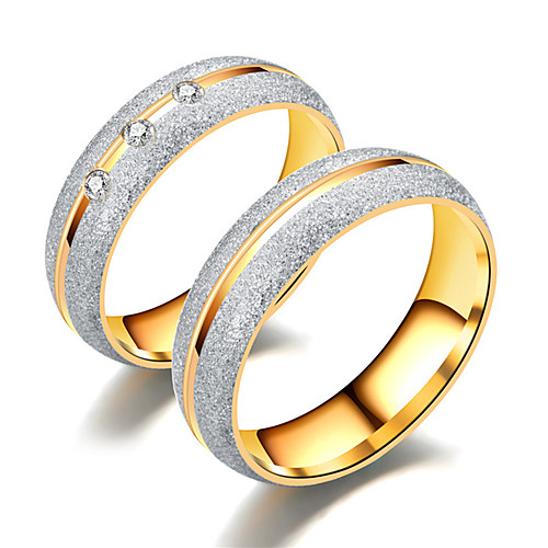 

Couple's Ring Groove Rings Cubic Zirconia 1pc Gold White Titanium Steel Steel Stainless Imitation Diamond Circular Ladies Simple Luxury Wedding Gift Jewelry Hollow Out Matching His And Her Star