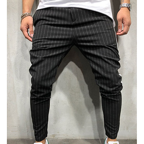 

Men's Basic / Street chic Daily wfh Sweatpants Pants - Solid Colored / Striped Army Green Khaki Light gray XL XXL XXXL