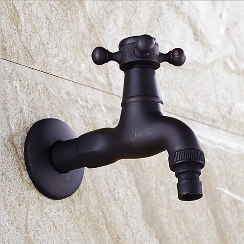 

SingleHandleBathroomFaucet,Black Wall InstallationOne Hole Standard Spout,/Vintage Style Brass COD Bathroom Sink Faucet with Cold Water Only