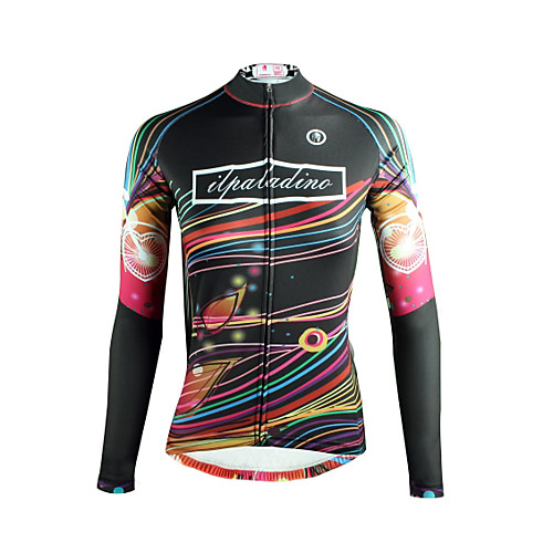 

ILPALADINO Women's Long Sleeve Cycling Jersey Winter Fleece Elastane Black Bike Top Mountain Bike MTB Road Bike Cycling Fleece Lining Breathable Quick Dry Sports Clothing Apparel