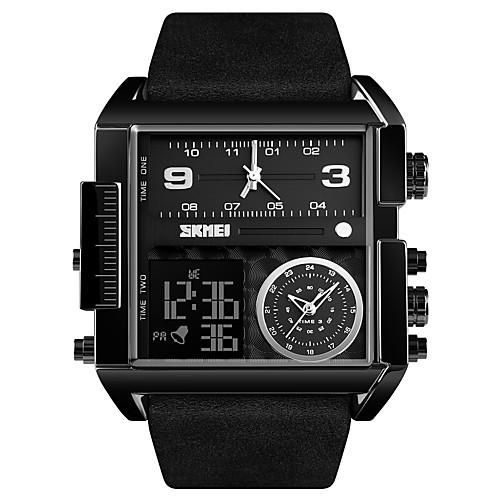

SKMEI Men's Sport Watch Military Watch Analog - Digital Digital Oversized Luxury Water Resistant / Waterproof Alarm Calendar / date / day / One Year / Genuine Leather
