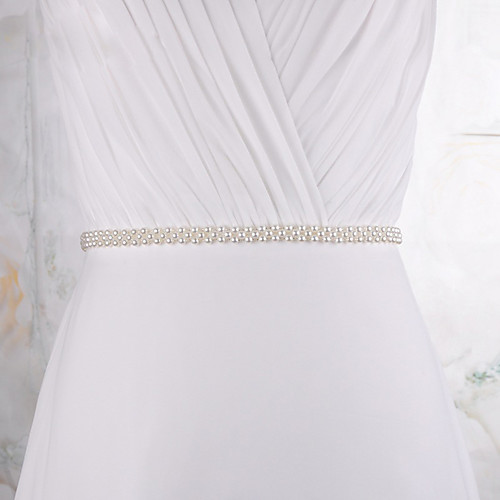 

Polyester / Polyamide Wedding / Party / Evening Sash With Imitation Pearl Women's Sashes