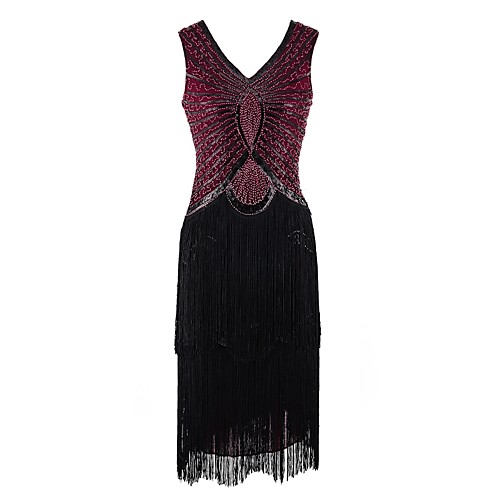 

The Great Gatsby Charleston Vintage 1920s Flapper Dress Party Costume Women's Sequin Costume Black / Golden / White Vintage Cosplay Party Homecoming Sleeveless Tea Length