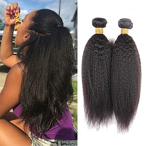 

3 Bundles Brazilian Hair kinky Straight Human Hair Unprocessed Human Hair 150 g Headpiece Natural Color Hair Weaves / Hair Bulk Hair Care 8-28 inch Natural Color Human Hair Weaves Creative Thick / 8A