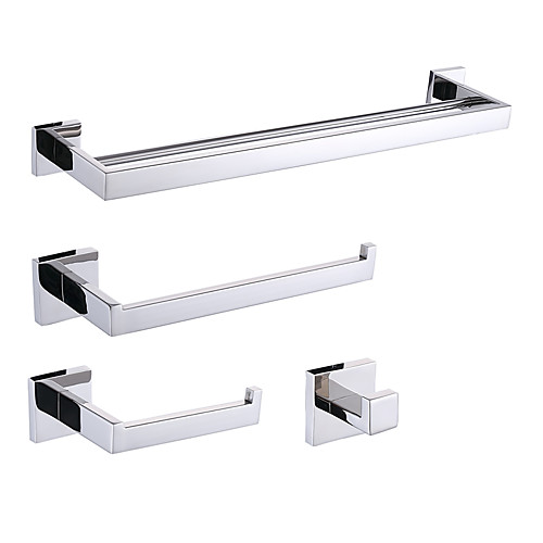 

Bathroom Accessory Set Contemporary Stainless Steel 4pcs - Hotel bath Toilet Paper Holders / Robe Hook / tower bar