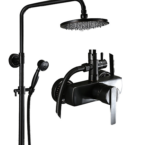 

Shower Faucet -Classic Antique Oil-rubbed Bronze Centerset Ceramic Valve Bath Shower Mixer Taps / Brass / Single Handle Three Holes