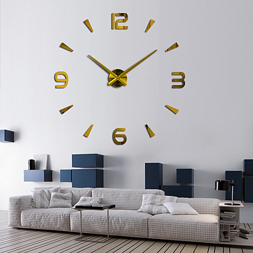 

Modern Contemporary / DIY Stainless steel Round Classic Theme Indoor AA Batteries Powered Decoration Wall Clock Digital Stainless Steel / Mirror Polished No 120120cm