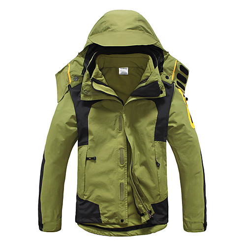 

Men's Hoodie Jacket Hiking 3-in-1 Jackets Winter Outdoor Solid Color Thermal Warm Waterproof Windproof UV Resistant 3-in-1 Jacket Softshell Jacket Top Full Length Visible Zipper Skiing Camping