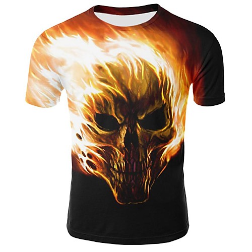 

Men's Plus Size Graphic Skull Print T-shirt Basic Daily Round Neck Yellow / Short Sleeve