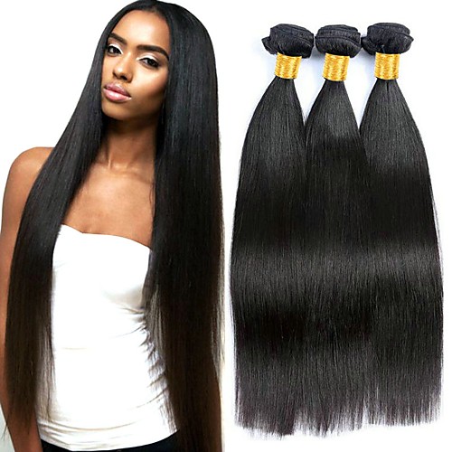 

3 Bundles Hair Weaves Brazilian Hair Straight Human Hair Extensions Remy Human Hair 100% Remy Hair Weave Bundles 300 g Natural Color Hair Weaves / Hair Bulk Human Hair Extensions 8-28 inch Natural